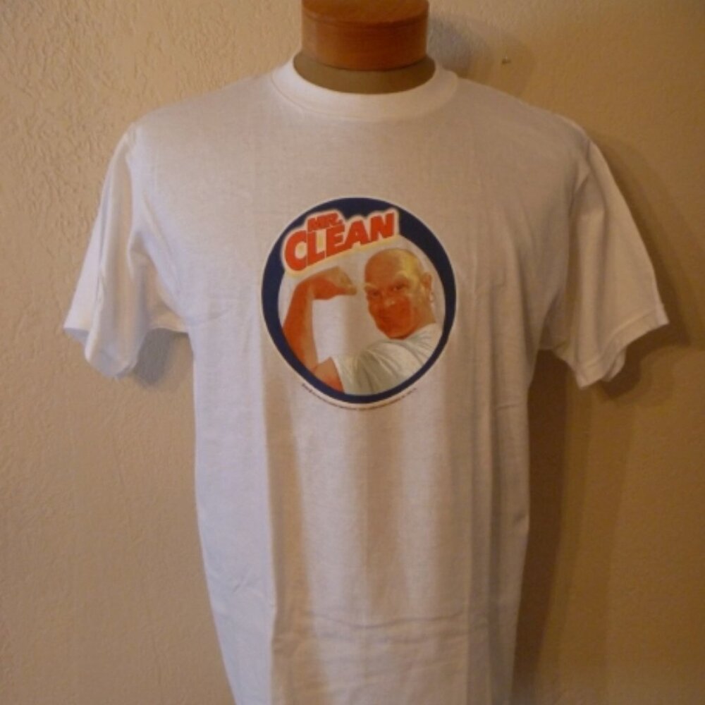White Graphic Crewneck T-Shirt with 'Clean' Logo